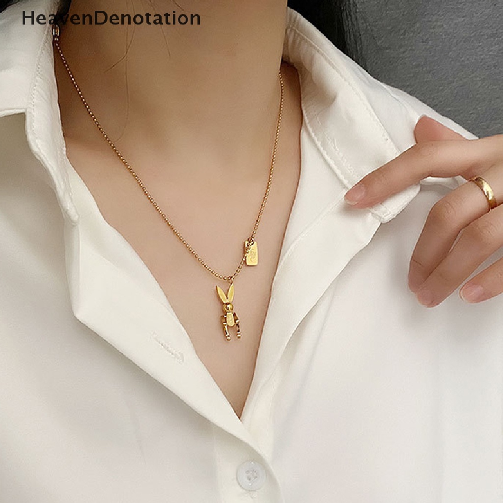 [HeavenDenotation] Trendy Kelinci Liontin Kalung Baja Titanium Gothic Pecinta Liontin Keberuntungan Kelinci Perhiasan Untuk Wanita Aksesoris Fashion HDV