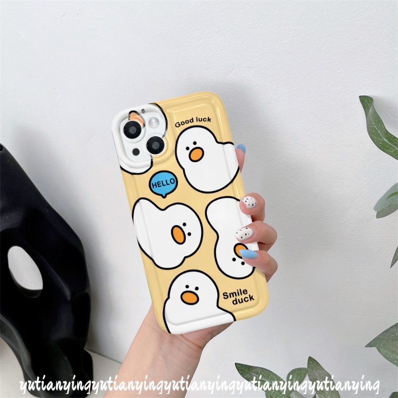 Case Bebek Kartun Lucu Kompatibel Untuk iPhone 7plus 11 14 13 12 Pro Max XR 6 6S 78 Plus X XS Max 11 Pro Max Perlindungan Kamera Shockproof Airbag Lembut TPU Silicon Cover