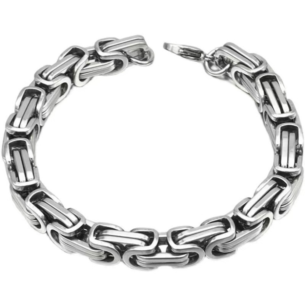 Gaya Punk Fashion Perak Baja Titanium Kembali Gelang Tebal Sederhana Pribadi Aksesoris