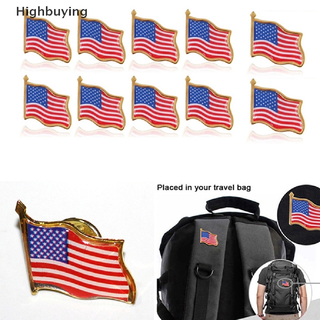 Hbid Bendera Amerika Kerah Melambai Pin Bangga USA Tie Tack Badge Bag Bros Dekorasi Hadiah Glory