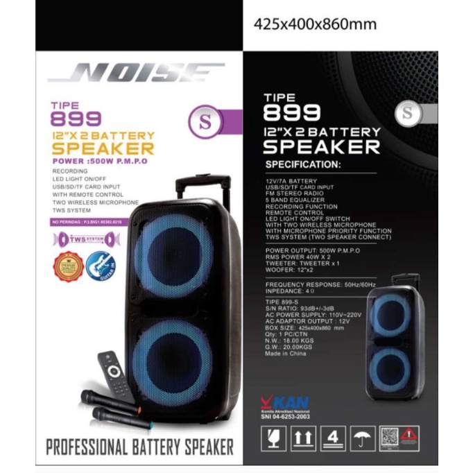 Speaker Noise 899S Portable Wireless Bluetooth 12inch