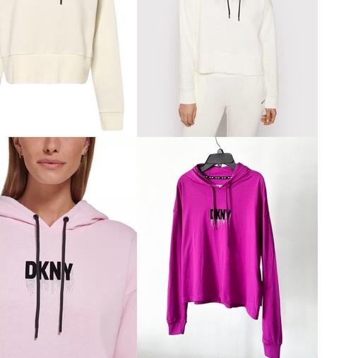 ♛ DKNY SPORT Rhinestone Logo Cotton-Blend Hoodie ✰