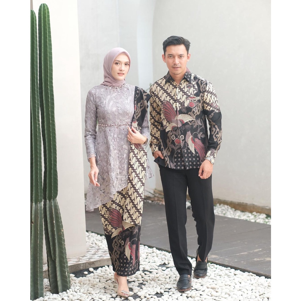 Kebaya Couple Zara Modern Wisuda Tunangan Lamaran Baju Kondangan Set Couple Pasangan Batik Brukat Terbaru