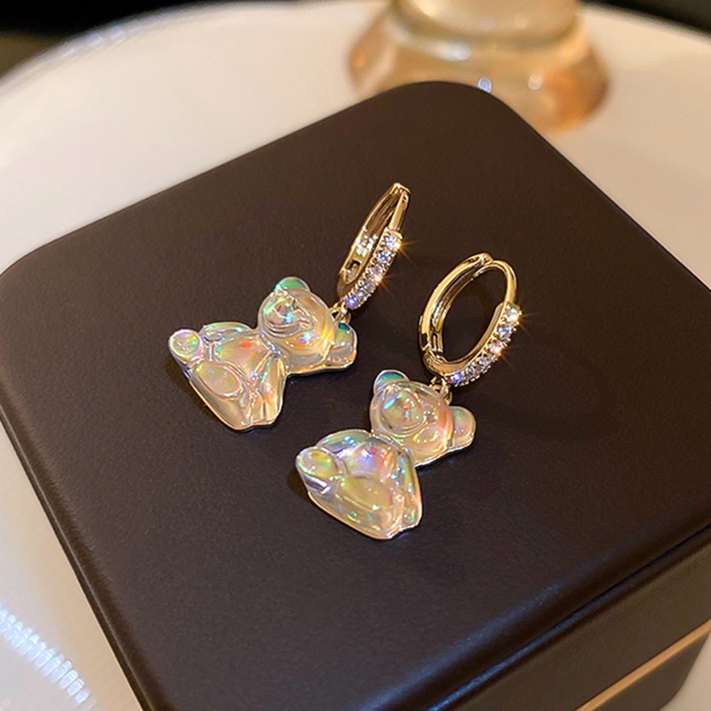 Lucu Akrilik Permen Gummy Bear Menjuntai Anting-Anting Untuk Wanita Beruang Pelangi Anting Hoop Korea Fashion Perhiasan Gadis Manis