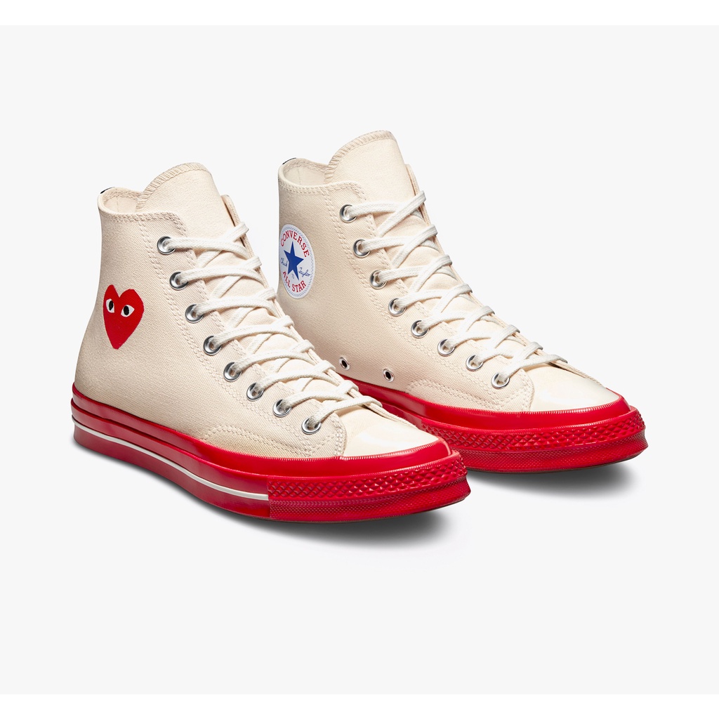 Converse 70S CTAS HI x CDG PLAY White Red 100% Original Sneakers (Free Paper Bag)