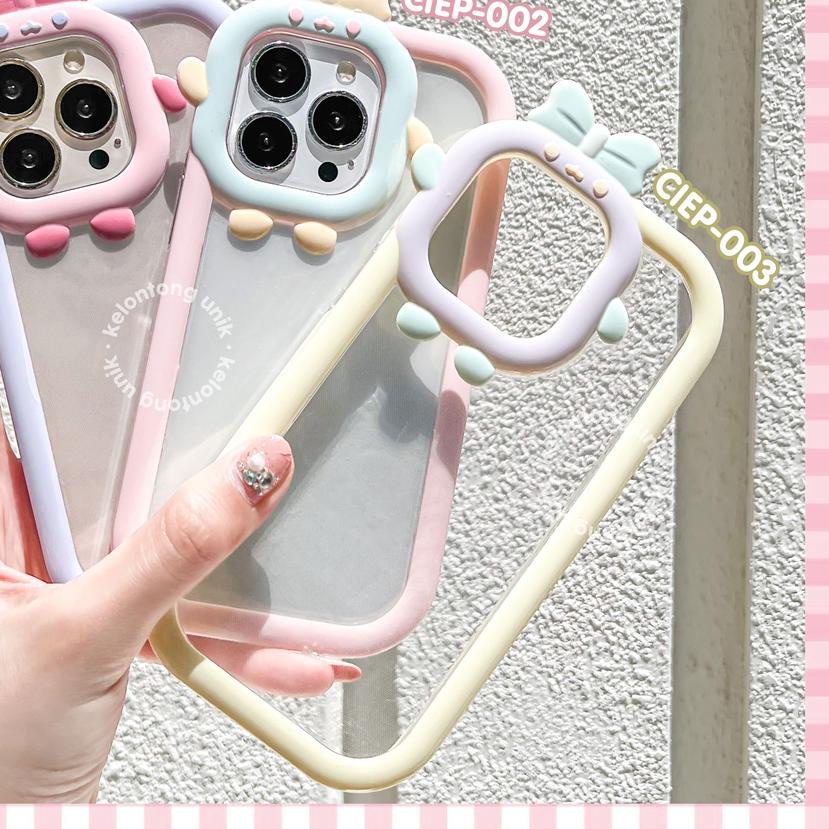 ♙ For iPhone - 3D Cute Little Monster with Bow 2 in 1 Soft Case/ Casing Kamera Pita Ω