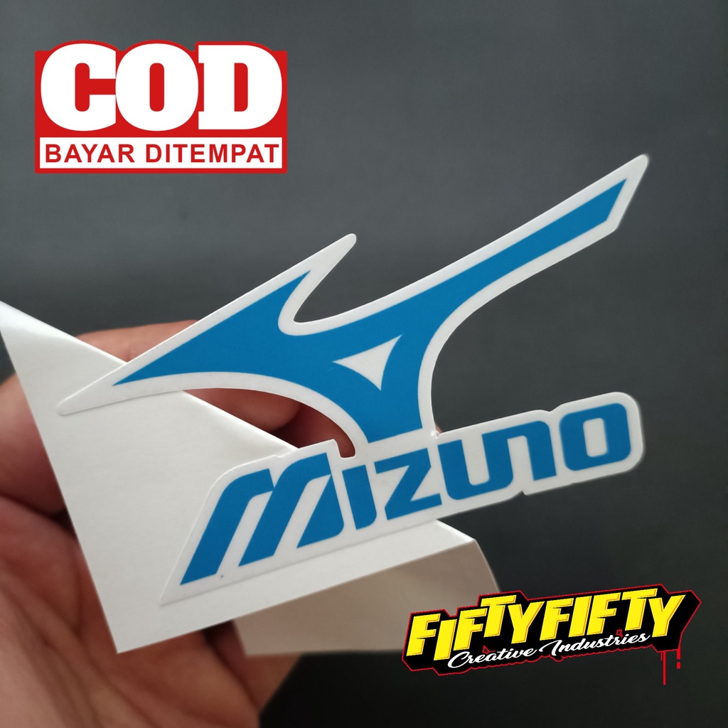 Stiker Print Cut MIZUNO Stiker Printing Laminasi Glossy Stiker Motor Mobil Helm Sudah Membentuk Pola Desain