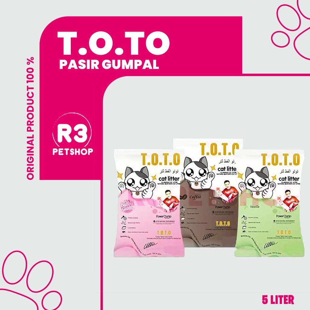 Pasir Kucing gumpal wangi TOTO 5 L pasir wangi gumpal