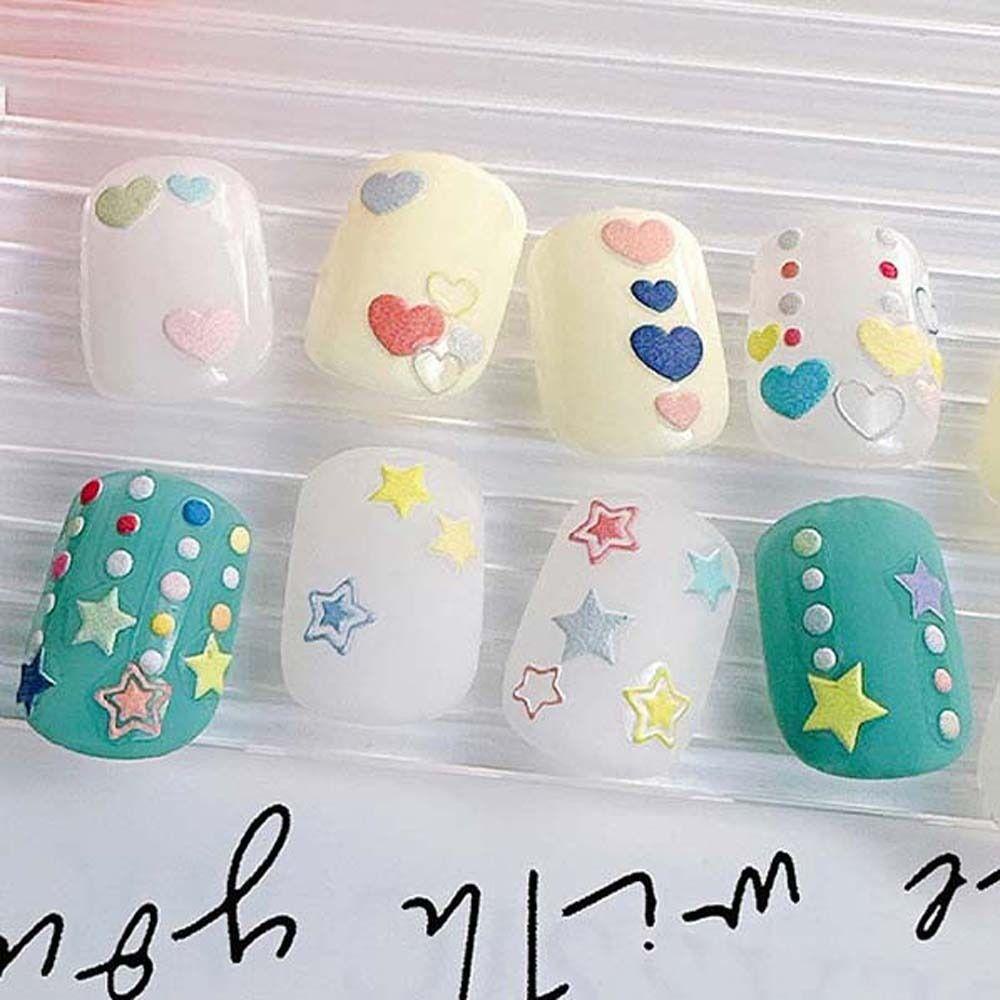 Agustina Hati Stiker Kuku Wanita Korea Dot Titik Cinta Hati Ins Gaya Bintang Berujung Lima Dekorasi Nail Art