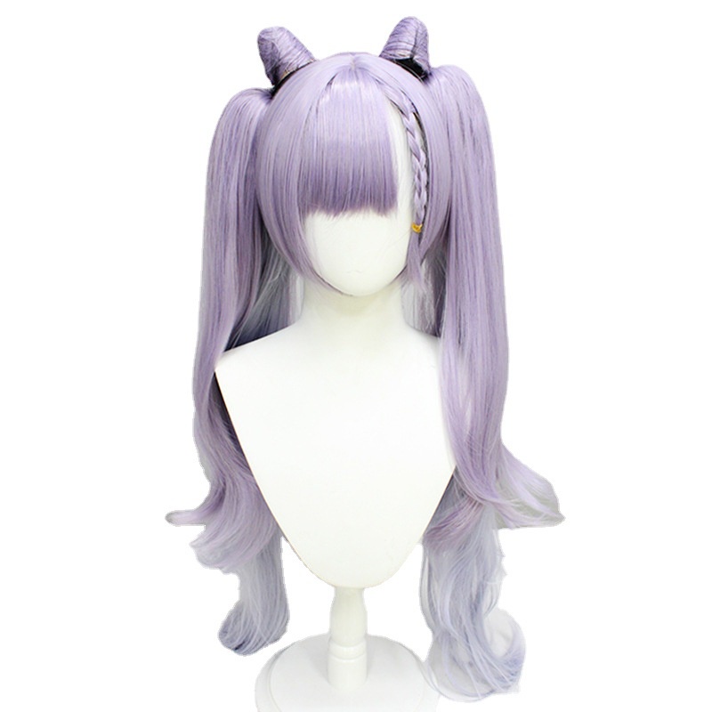 Wig Sunny Ukiran Hujan Genshin Sumeru Genshin Sumeru Anime Game Engraved Sunny cosplay Double Ponytail Gradient Telinga Kucing Styling Tutup Kepala