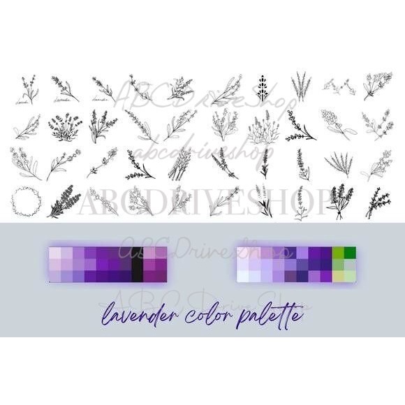 Procreate Brush - Lavender Stamp Brushes &amp; Palette