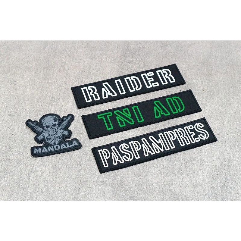 patch Rubber 3D Rompi / jaket Tulisan Paspampres / RAIDER / TNI AD