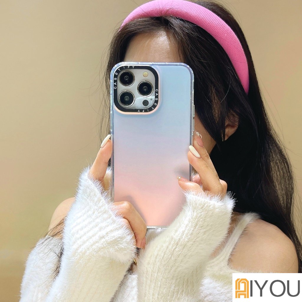 Casing Casetify Mewah Untuk iPhone 14 Pro Max Casing Ponsel Aurora Gradasi Laser Hard PC TPU Hybird Case Untuk Iphone11 12 13 Pro Max