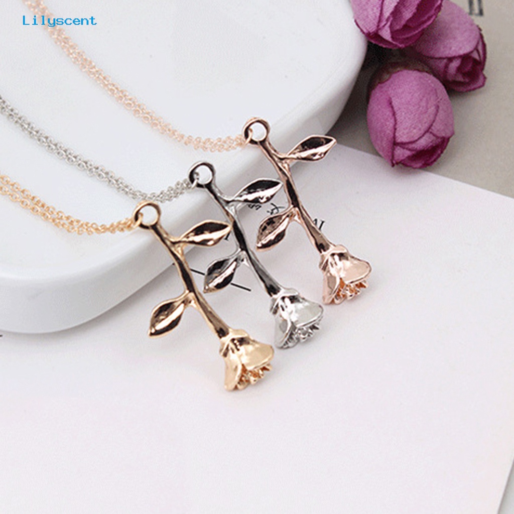 [LS] Kalung Unik Desain Bunga Mawar Alloy Wanita Kalung Rantai Untuk Hadiah