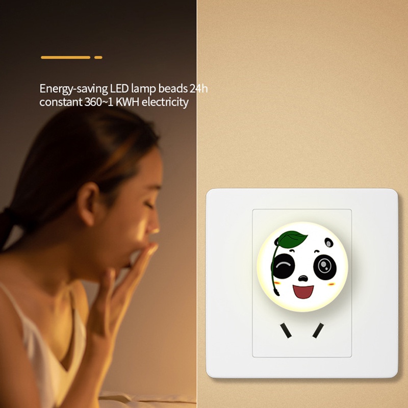 Kartun Bentuk Panda Kontrol Suara Mini USB Lampu Malam/Pencahayaan Lembut Lampu Tidur Perlindungan Mata/Rumah Portable Saklar Suara Pintar Lampu Darurat