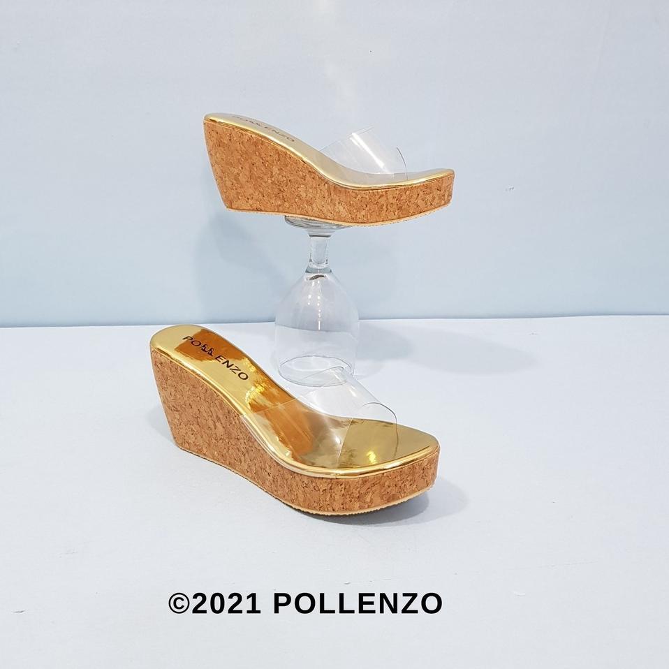 Murah Pollenzo - Crystal Gold Wedges Mika Bening 8Cm Dm-4