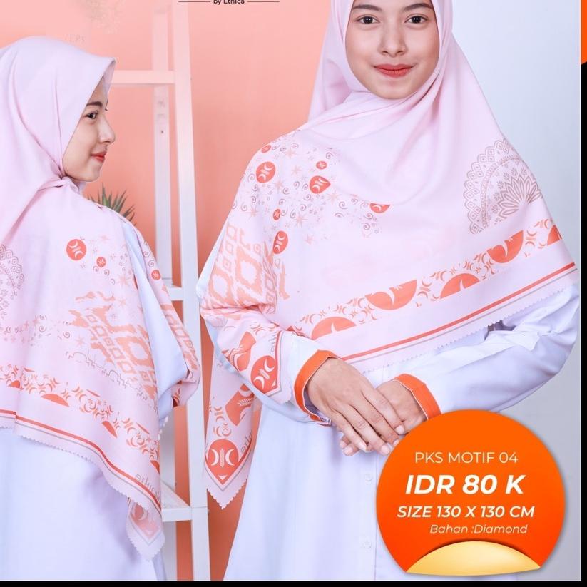 ☄ HIJAB MOTIF JUMBO SEGI EMPAT - HIJAB PARTAI PKS - PKS MERCHANDISE - PKS MOTIF 004 by ETHICA ✹
