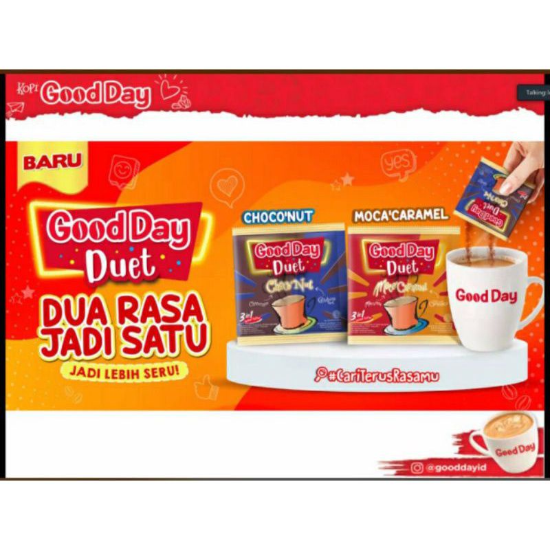 

GOOD DAY DUET MOCA'CARAMEL 1 Renceng (10 Sachet 22gr)