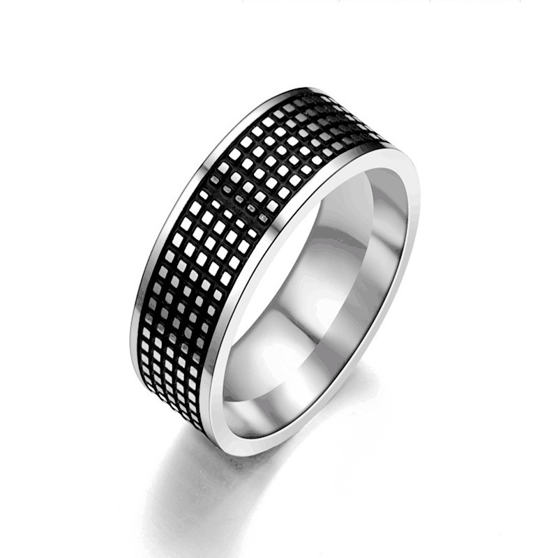 Cincin Bahan Titanium Steel Warna Hitam Gaya Eropa Amerika Untuk Pria