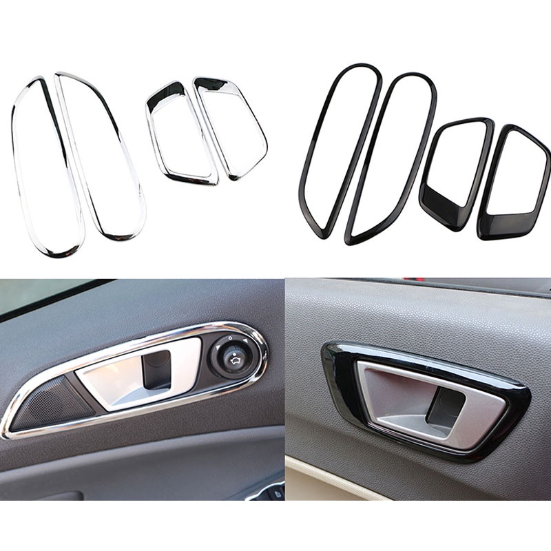 Untuk Ford Fiesta 2009-2013 4Pcs Chrome Pintu Mobil Inteior Handle Panel Frame Dekorasi Sticker Cover Trim Aksesoris