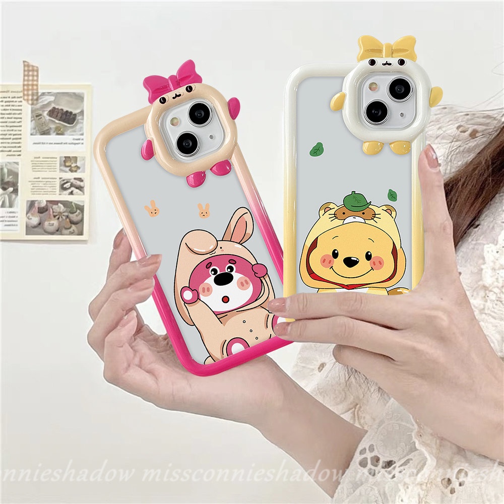 Oppo A17K A17 A95 A16 A55 A76 A15 A96 A3s A57 A74 A12 A5s A54 A16K A7 A77 A77s A52 A5 A9 A16E Reno 5 7Z A53 A31 Winnie the Pooh Strawberry Bear Manyo Lensa Monster Kecil Soft Case