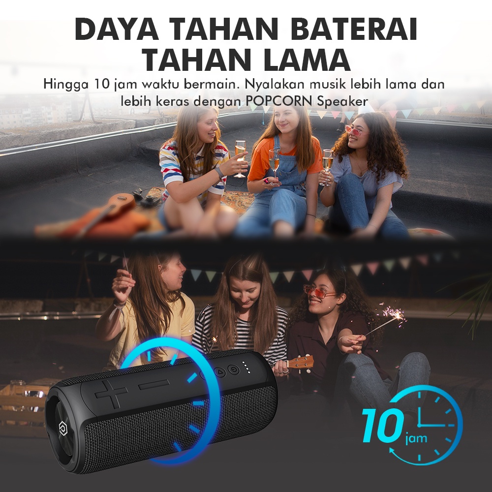 POPCORN 20W High Power Bluetooth Speaker Luar Ruangan Bersepeda/Berkemah Speaker Portabel IPX7 Tahan Air TWS Nirkabel Volume Tinggi Subwoofer