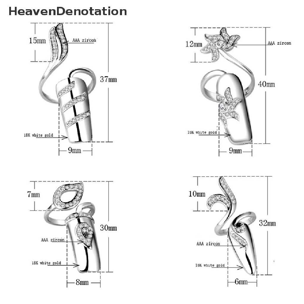 [HeavenDenotation] Set Cincin Kuku Kreatif Cincin Jari Warna Lapis Silver Untuk Perhiasan Pesta HDV