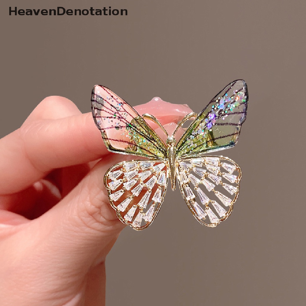 [HeavenDenotation] Fashion Jewelry Premium Brooch Elegant Mixed Coloured Crystal Butterfly Brooch Pins HDV