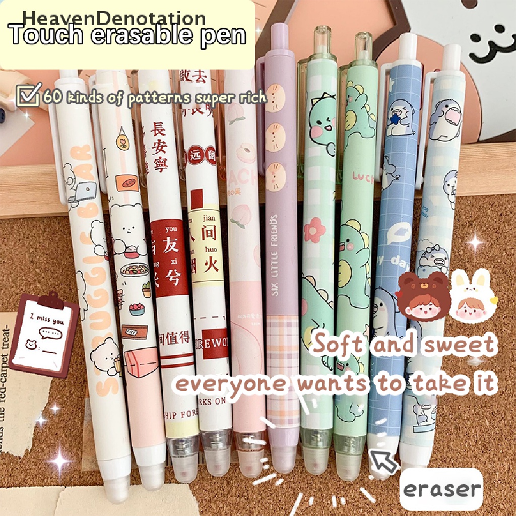 [HeavenDenotation] 6pcs Kawaii Pulpen Alat Tulis Lucu Stationary Kantor Aksesoris Perlengkapan Sekolah Pulpen Untuk Sekolah Dihapus Pulpen HDV