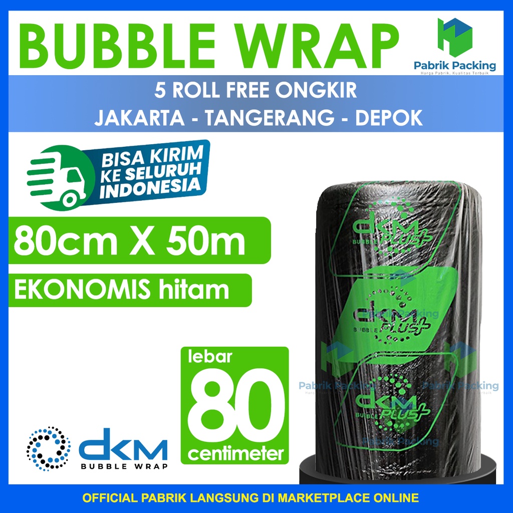 

Bubble Wrap Ekonomis Hitam 80CM X 50M Tebal Plastik Bubblewrap Roll