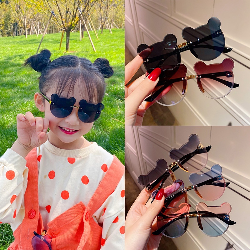 WE Kacamata Hitam Anak Motif Beruang Bear High Quality Import Kids Sunglasses Kacamata Anak Murah Tanpa Frame