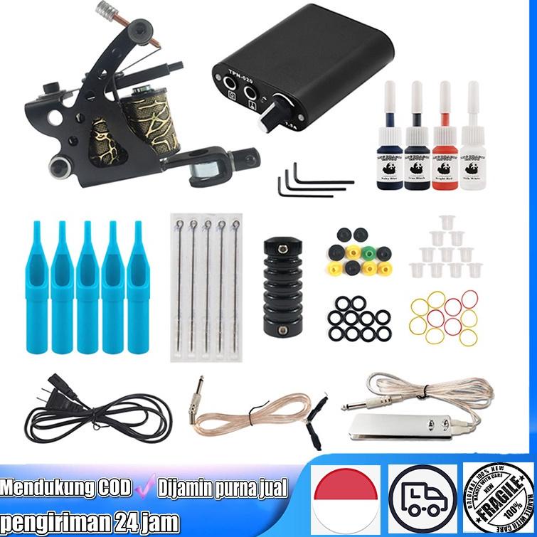 ○ peralatan tato mesin tato mesin tato starter kit kit tato untuk pemula tato bordir kit mesin tatom