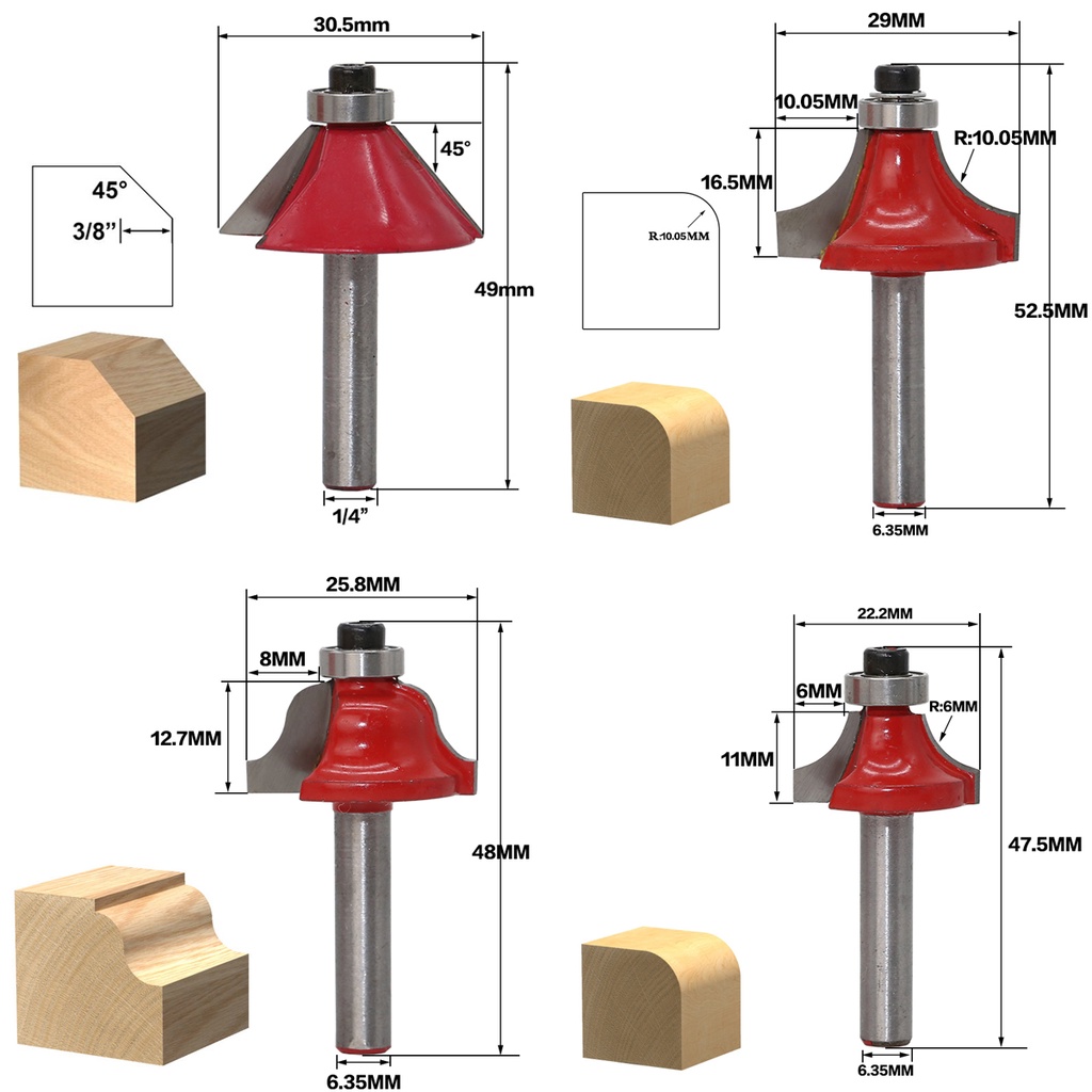 Mata Mesin Profil Router Bit Set 15 Pcs 1/4&quot; Untuk Membentuk Kayu Free Box Kayu -270401