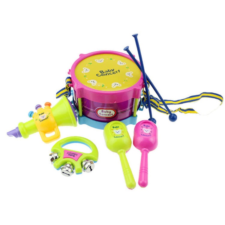 Gs8 JOKEJOLLY Mainan Musik Bayi Drum Trumpet Band Toy 5PCS - B4715 - Multi-Color Or-i