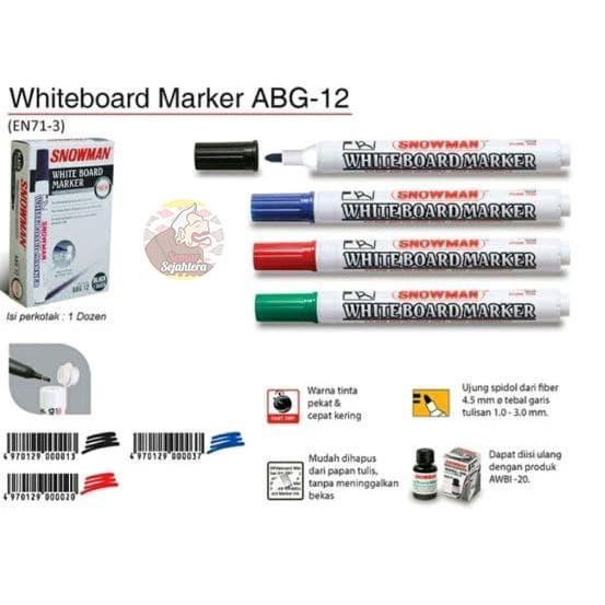 

Y78 [PCS] SPIDOL WHITEBOARD SNOWMAN ABG 12 / ABG-12 HITAM / BIRU / MERAH NEW し
