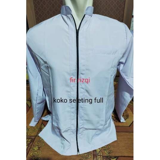 koko dewasa putih hitam model terbaru terlaris seleting full sampe bawah bahan besway nyaman dipakai