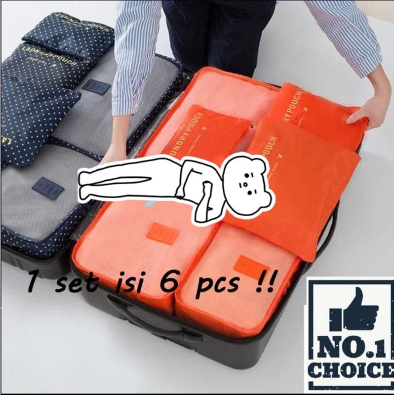 Bundara.id Ta-1145 6in1 Travel bag anti ribet travel pouch serbaguna import