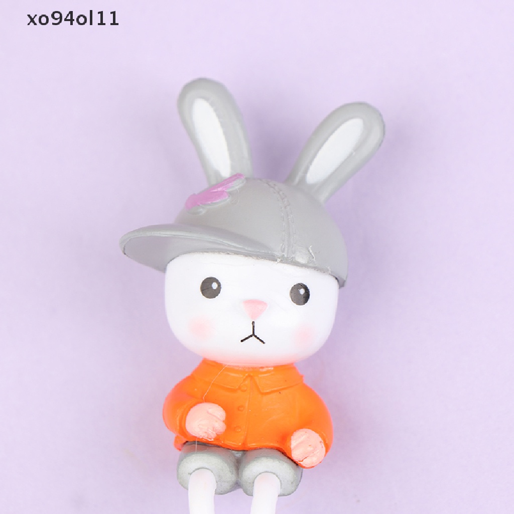 Xo Patung Dekorasi Pemandangan Miniatur Kelinci Kaki Panjang Resin Lucu Home Decor OL