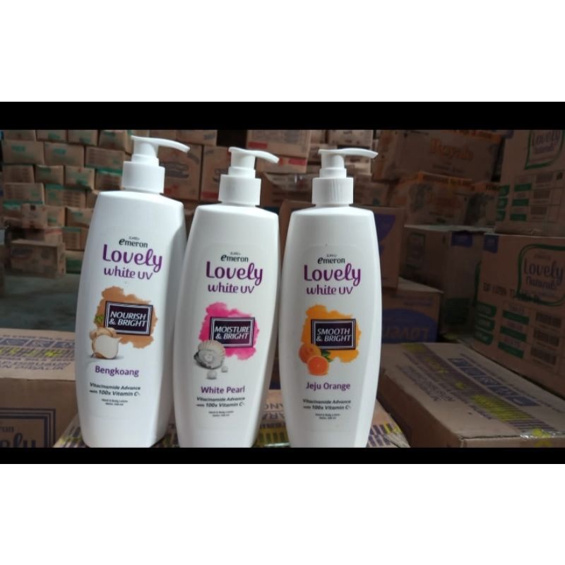 emeron lovely white hand &amp; body lotion pump 500ml (varian random)