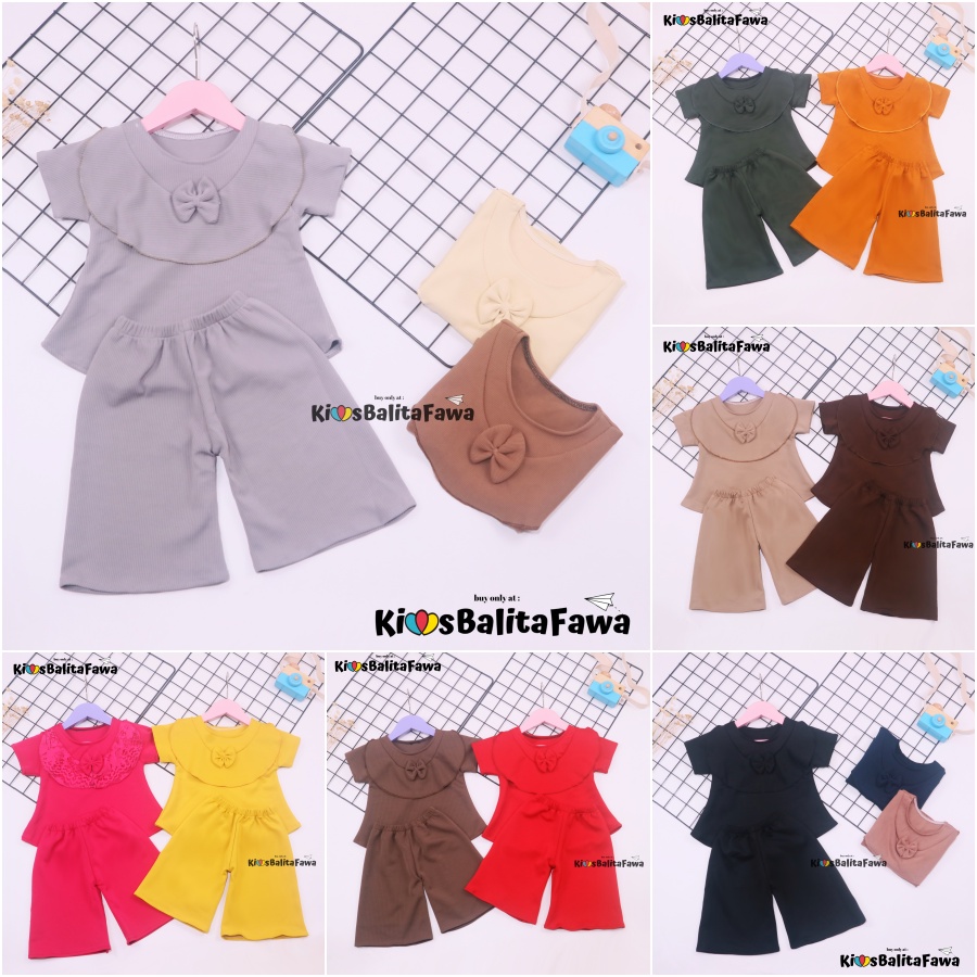 Set Kylie Anak uk 3-4 Tahun /  Setelan Baju Perempuan Import Atasan Bawahan Kulot Perempuan