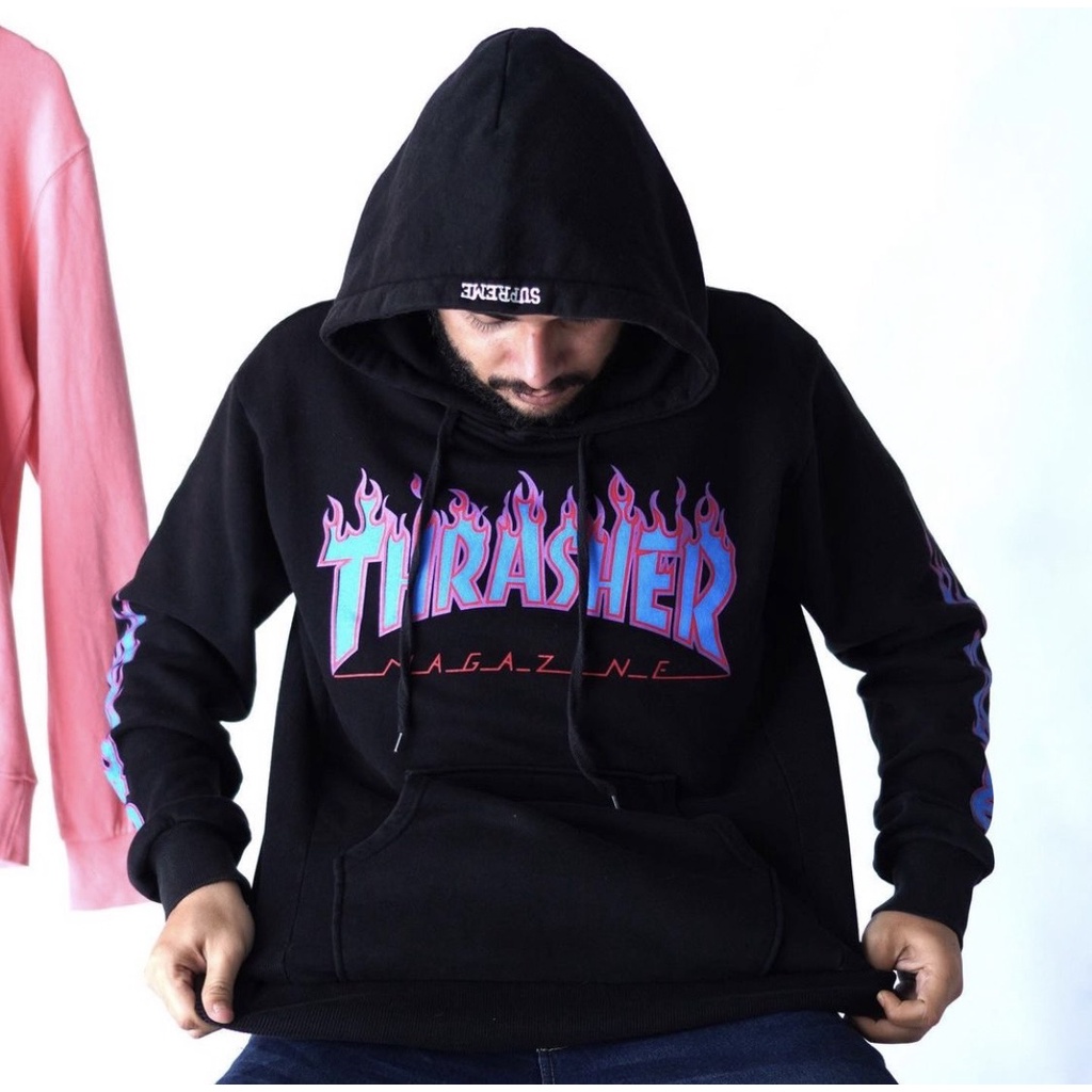 JAKET SWEATER HOODIE THRASHER FULL TAG&amp;LABEL