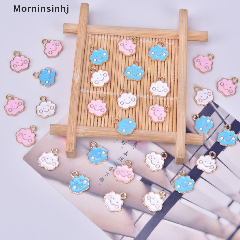 Mornin 10pcs/Set Enamel Alloy Awan Ch Liontin Temuan Perhiasan DIY Membuat Craft id