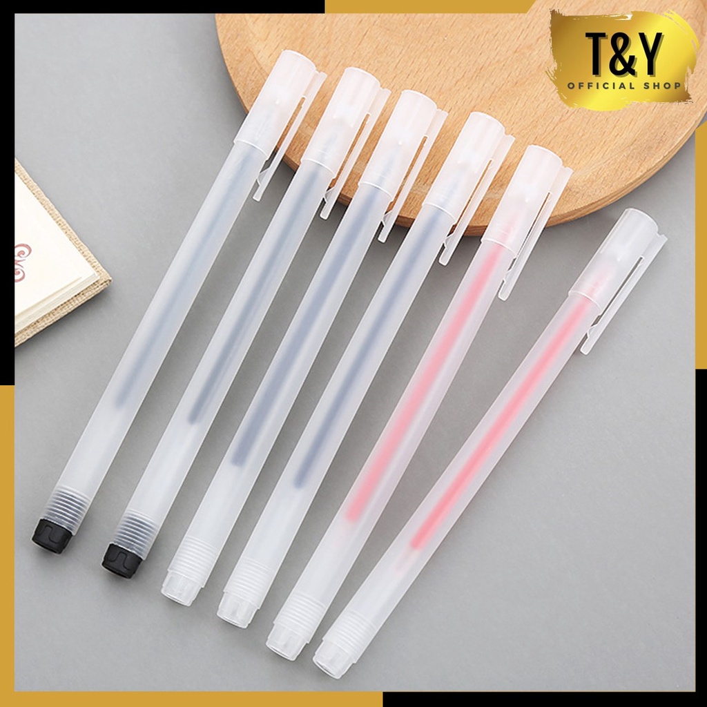 T&amp;Y Pulpel Gel 0.5mm Pena Pulpen Bolpoin Tinta Gel Cair Pena Transparant Pen Gel