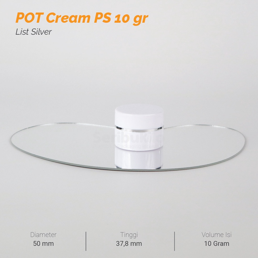 Pot Cream PS 10 gram -  Putih List Silver