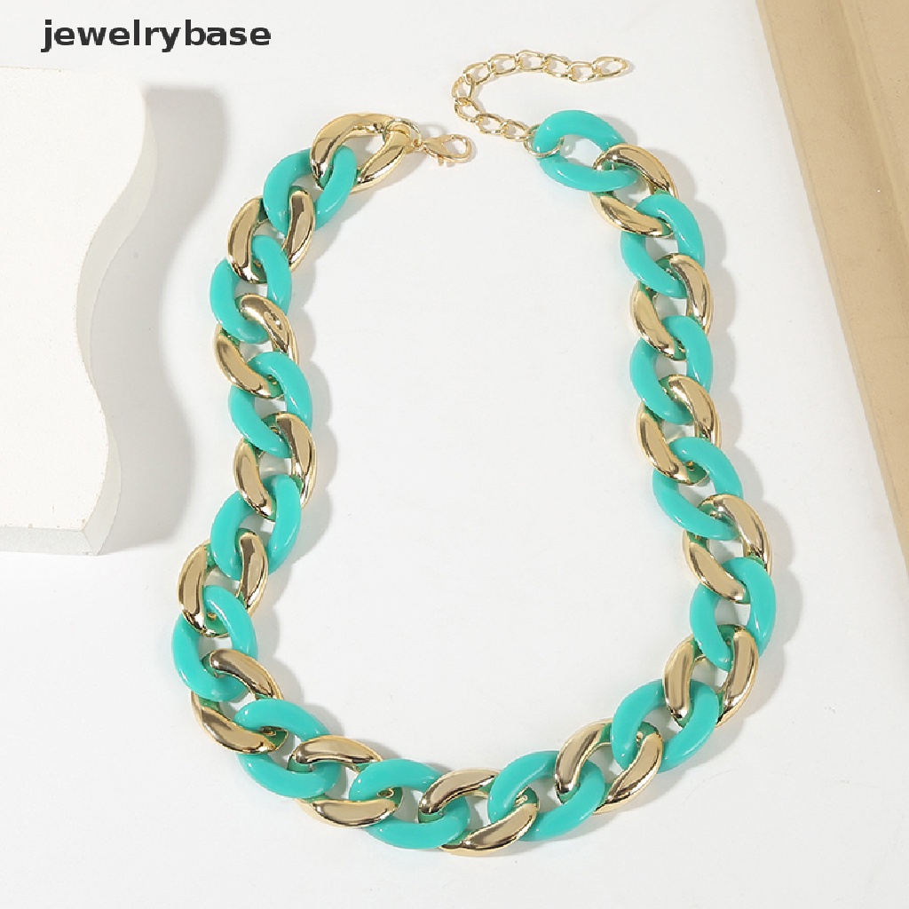 [jewelrybase] Akrilik Besar Chunky Tebal Choker Kalung Resin Kalung Perhiasan Retro Gaya Hip Hop Warna Tidak Luntur Resin Akrilik Kalung Ins Gaya Y2K Kalung Butik