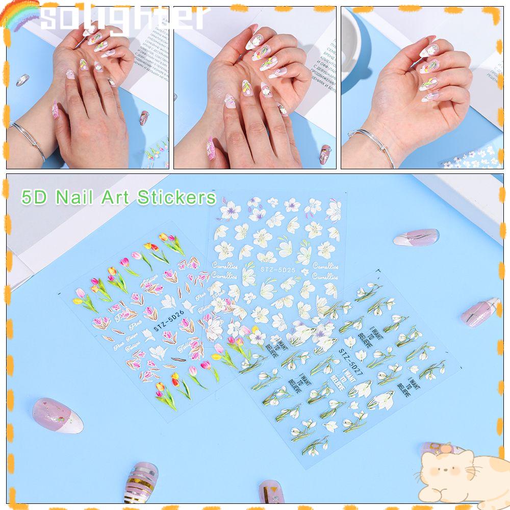 Solighter Nail Art French Art Dekorasi Stiker &amp; Decals Perekat Stiker Nail Art