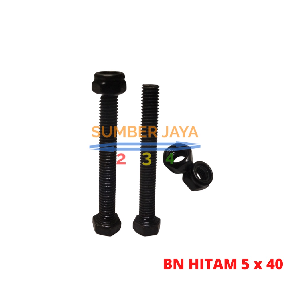 Baut mur M5 x 40 Hitam / BMH 5 x 40 TERMURAH