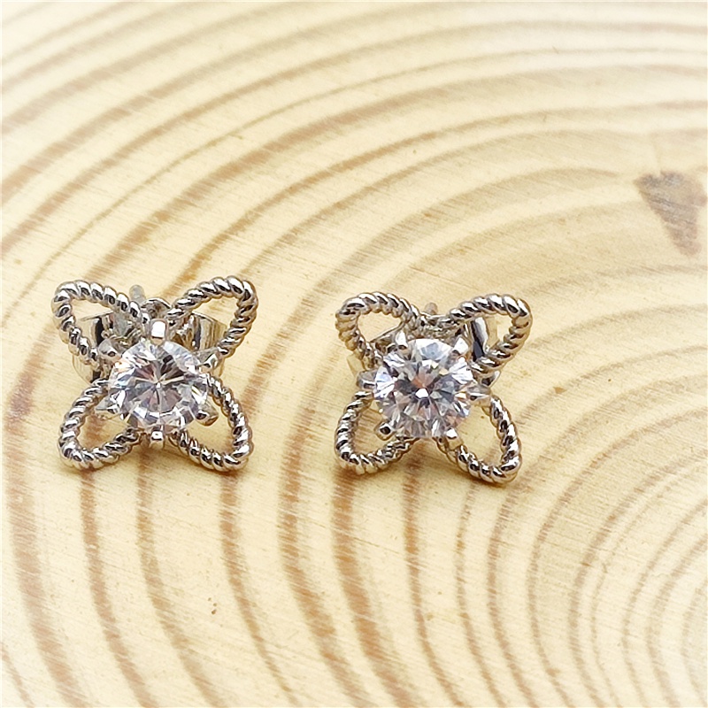 S925 Perak Anting Bunga Bor Anting Indah Elegan Gaya Mulia Pesta Hadiah Ulang Tahun Aksesoris Fashion