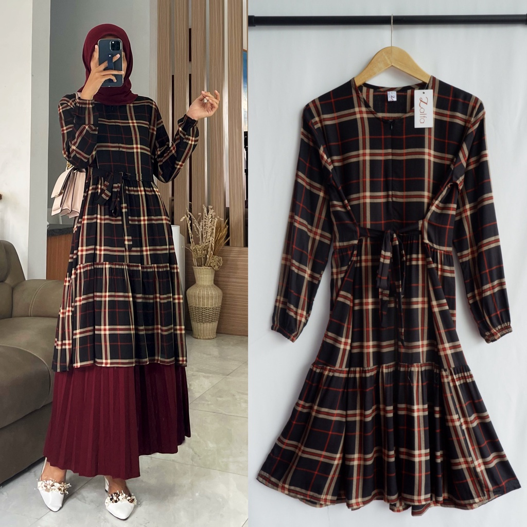 VANYA tunik by ZALFA OUTFIT / tunik motif / tunik rayon / tunik tartan