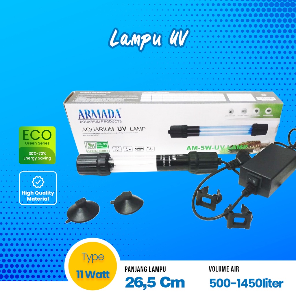 Lampu UV Ultraviolet Aquarium 5 7 9 11 13 15 20 Watt
